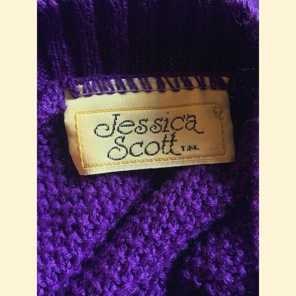 Jessica Scott Vintage Women's Size Medium Chevron Micro Knit Sweater Top Purple - Picture 4 of 5